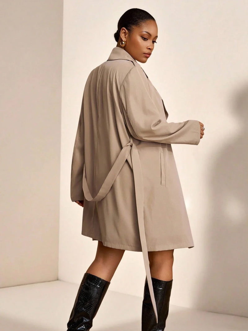 Trench Coat Two Piece Belted Beige Minimalist