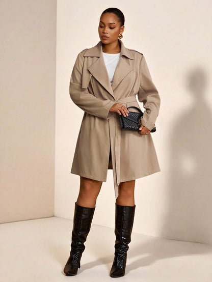Trench Coat Two Piece Belted Beige Minimalist