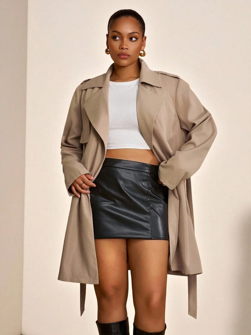 Trench Coat Two Piece Belted Beige Minimalist