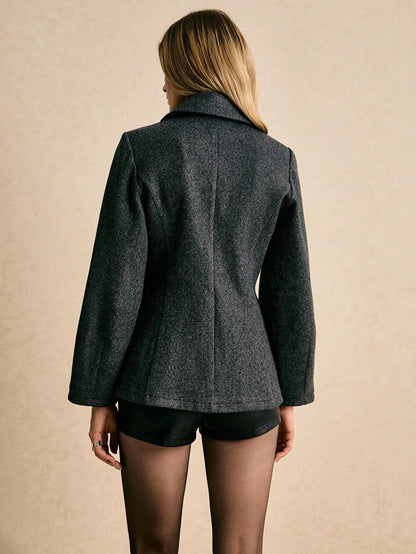 Shawl Collar Coat Cinched Waist for Warmth and Style