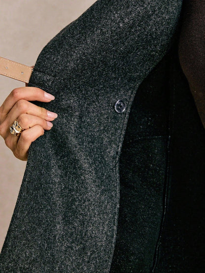 Shawl Collar Coat Cinched Waist for Warmth and Style