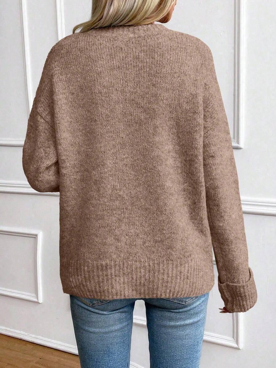Color Long Sleeve Sweater Cozy Everyday Knit Pullover
