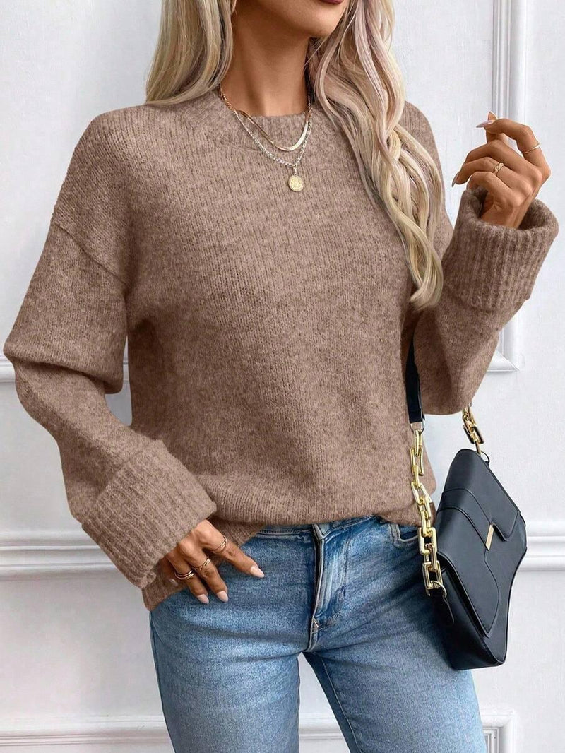 Color Long Sleeve Sweater Cozy Everyday Knit Pullover