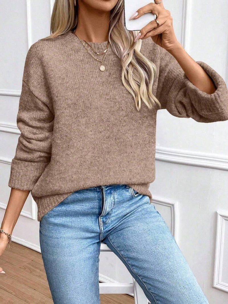 Color Long Sleeve Sweater Cozy Everyday Knit Pullover