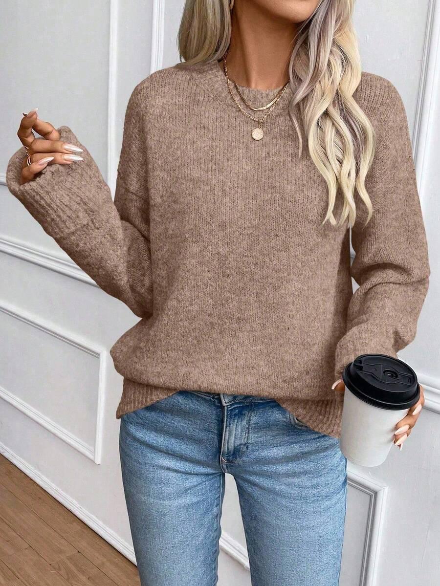 Color Long Sleeve Sweater Cozy Everyday Knit Pullover