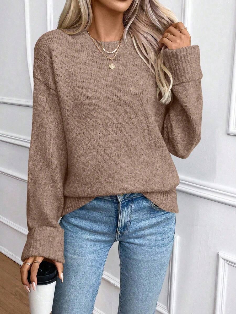 Color Long Sleeve Sweater Cozy Everyday Knit Pullover