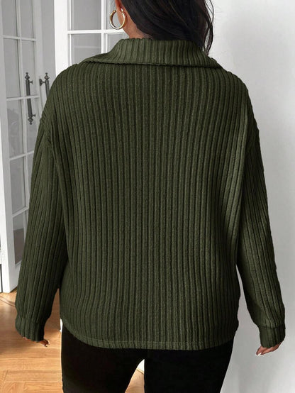 Fuzzy Collar Quarter Zip Cozy Sweater