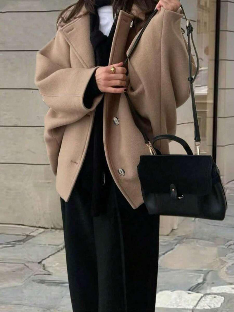 Wool Coat With Pocket Front Button Timeless Style