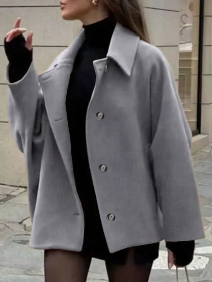 Wool Coat With Pocket Front Button Timeless Style