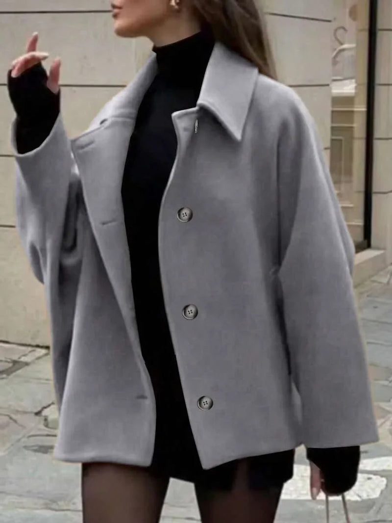 Wool Coat With Pocket Front Button Timeless Style