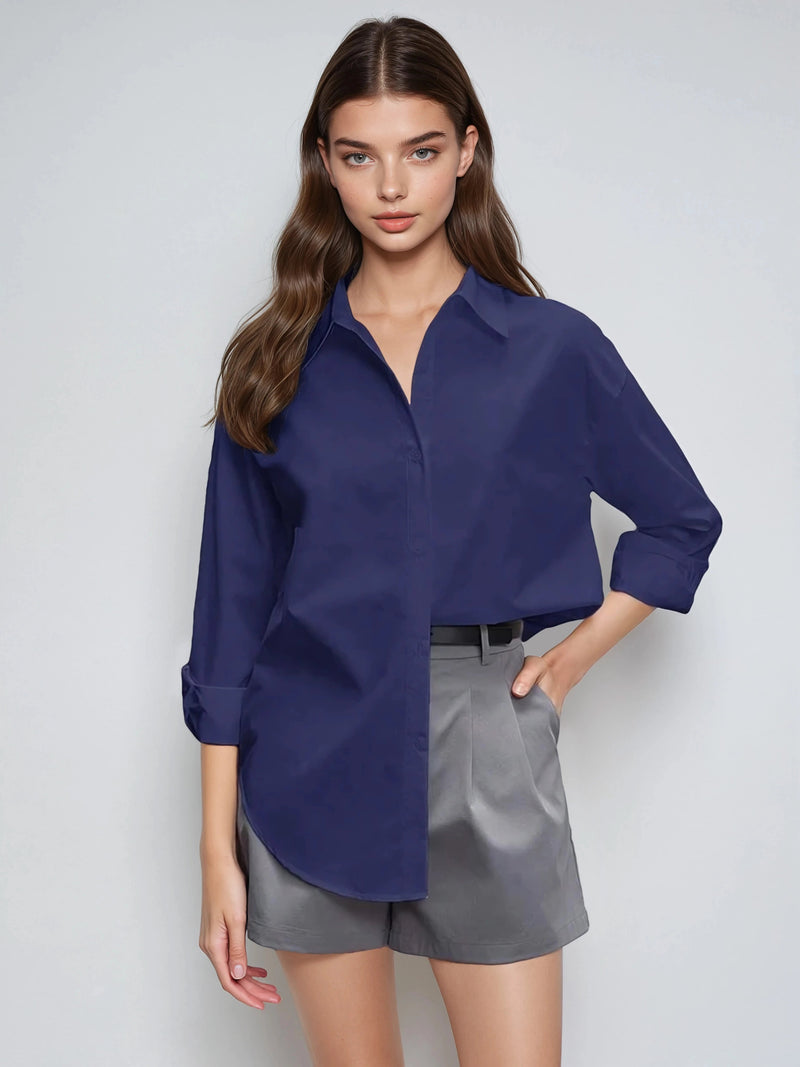 Turndown Collar Cardigan for Effortless Office Wear