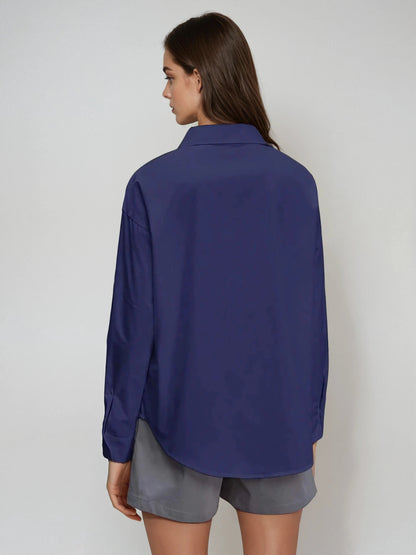 Turndown Collar Cardigan for Effortless Office Wear