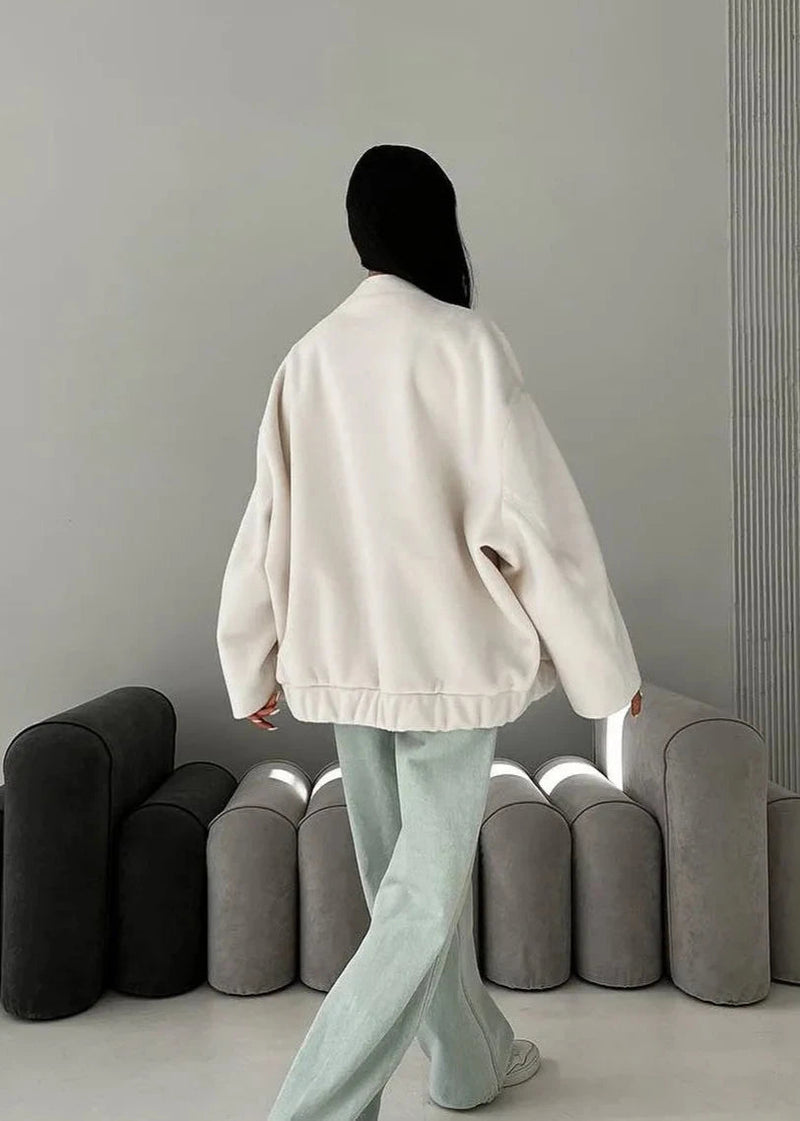 Luxe Oversized Stand Collar Coat With Large Pockets