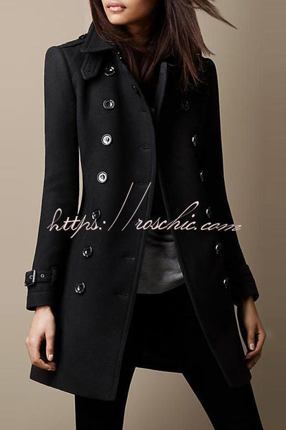 Lapel Long Sleeve Button Coat