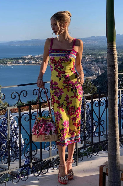 Print Slim Cami Midi Dress
