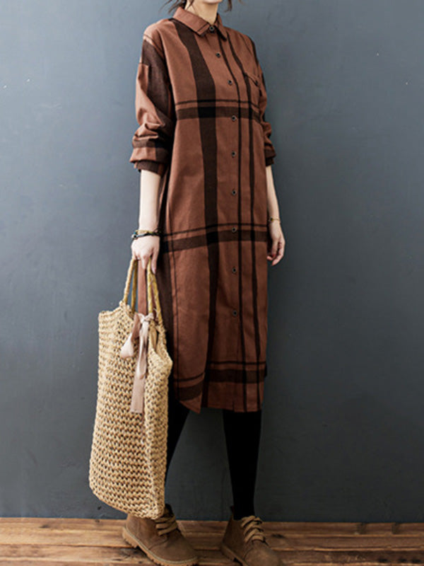 Long Sleeve Pleats Blouse Shirt Dress