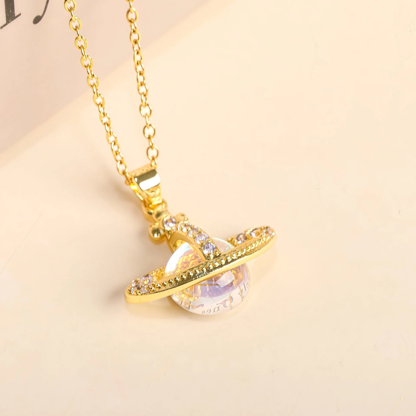 Elegant Crystal Planet Necklace