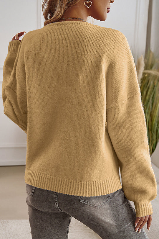 Color Loose Lace-up Knitted Sweater