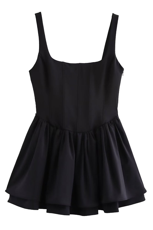 Velvet Square Neck Slim Fit Mini Dress