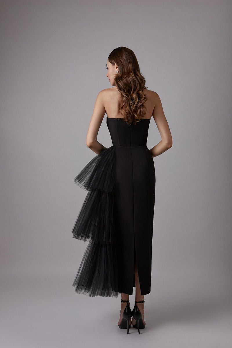 Niche French Bodycon Strapless Evening Maxi Dress