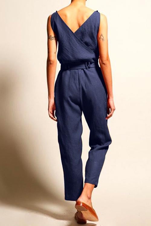 Moxidress Josh V Neck Bow Knot Sleeveless Jumpsuit