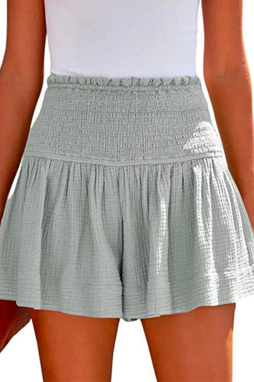 Moxidress Elastic Smocked Waist Wide Leg Shorts
