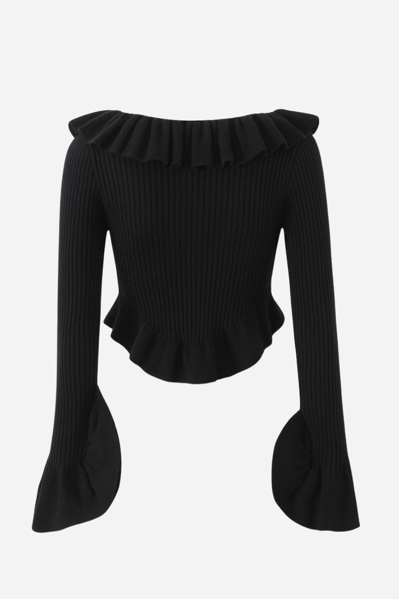 Long Sleeve Ruffle Knit Cardigan