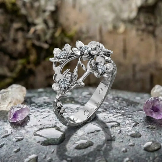Elegant Flower Crystal Ring