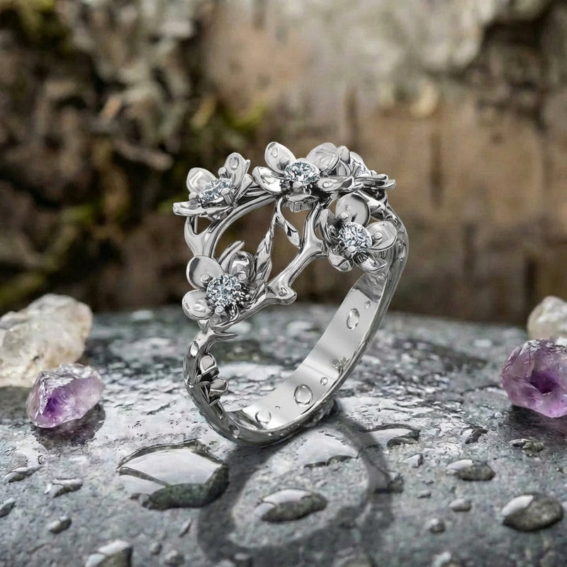 Elegant Flower Crystal Ring