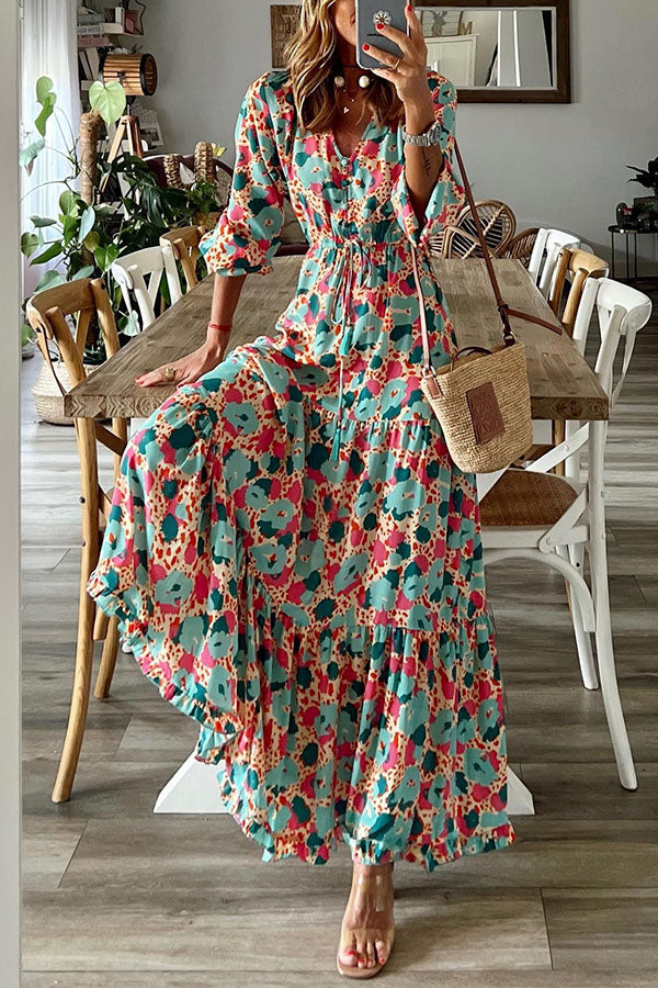 Full Bloom Adjustable Waist Maxi Dress
