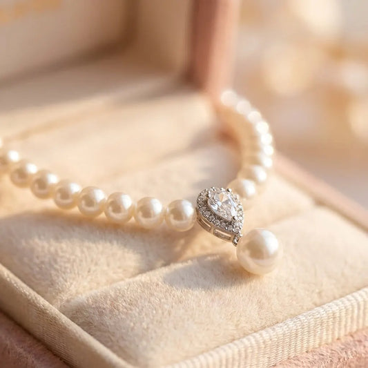 Pearl Zircon Pendant Water Drop Necklace