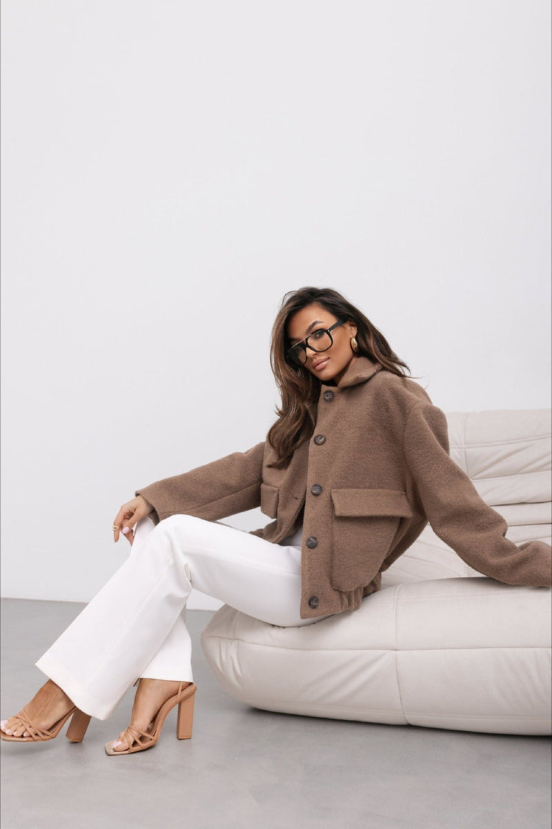 Wool Pocket Elastic Snap Coat