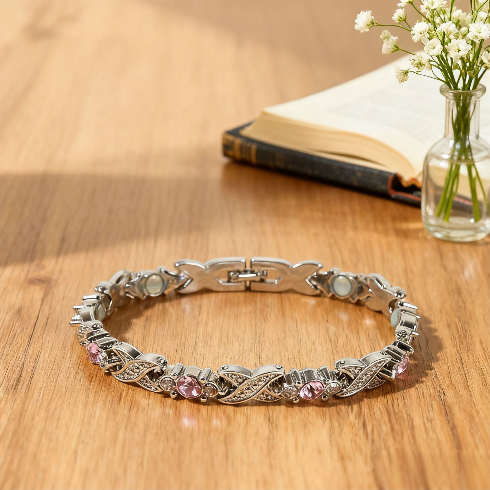 Elegant Pink Crystal Bracelet