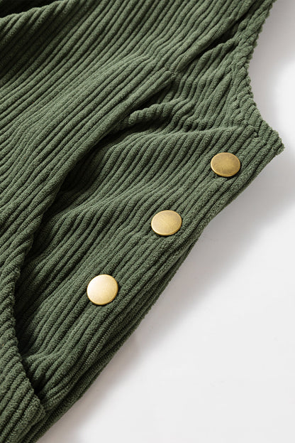 Color Pocketed Corduroy Overall
