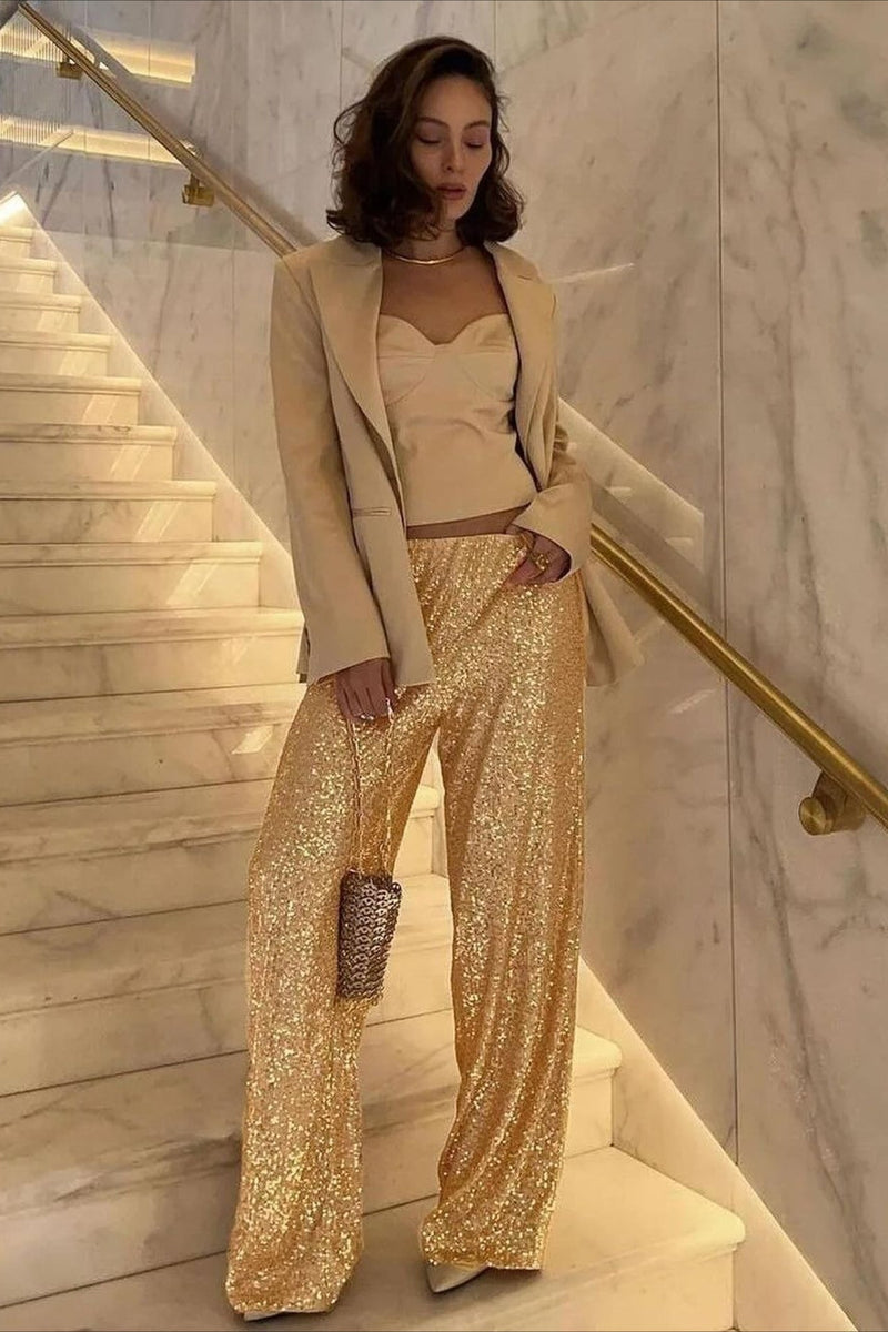 Sequin Straight Leg Pants