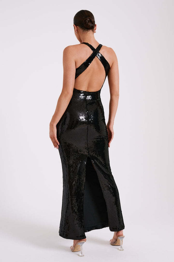 Backless Sequin Maxi Dress