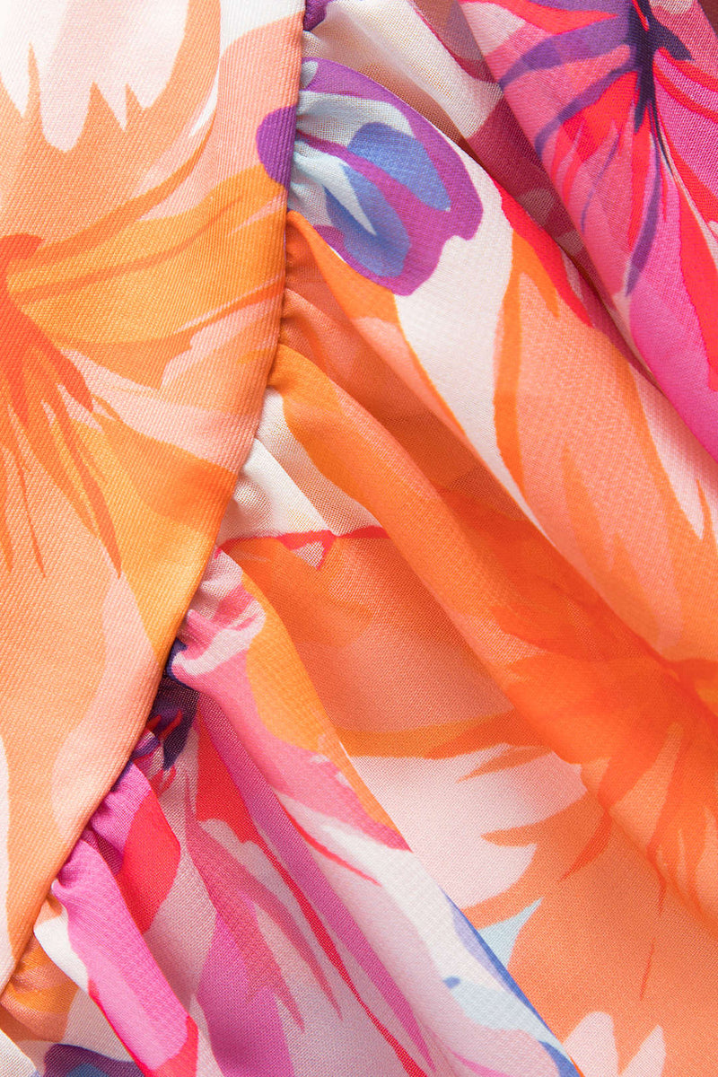 Print Wrap Ruched Strapless Slim Mini Dress