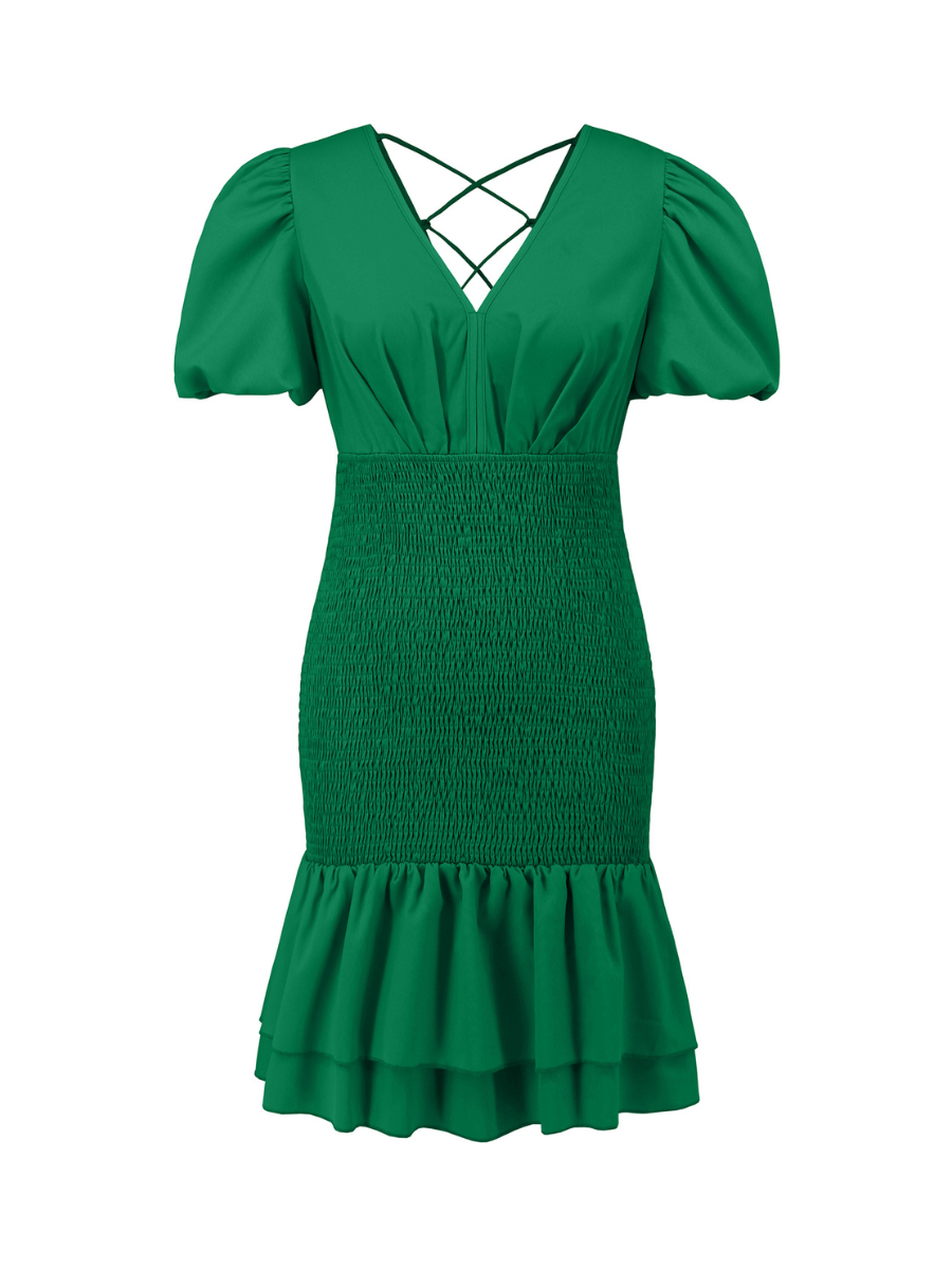 Always a Good Time Smocked Mini Dress - Green