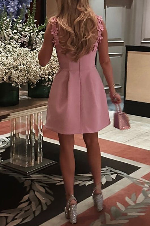 Strappy Neckline Sleeveless Mini Dress