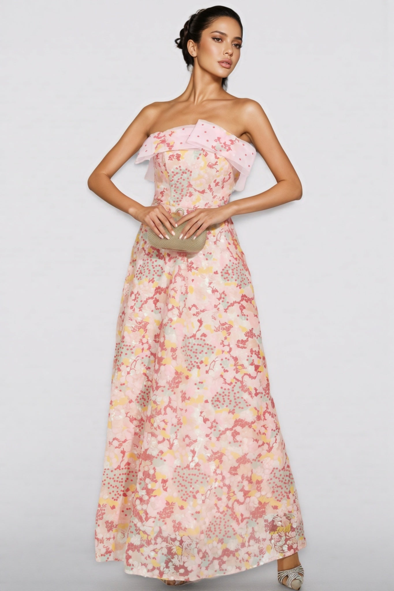 Nivenad Pink Sequin Bodycon Maxi Dress