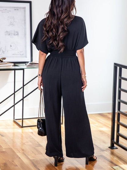 V-neck Black Jumpsuit