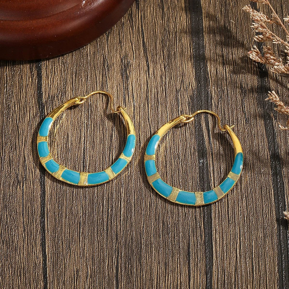Vintage Turquoise Hoop Earrings