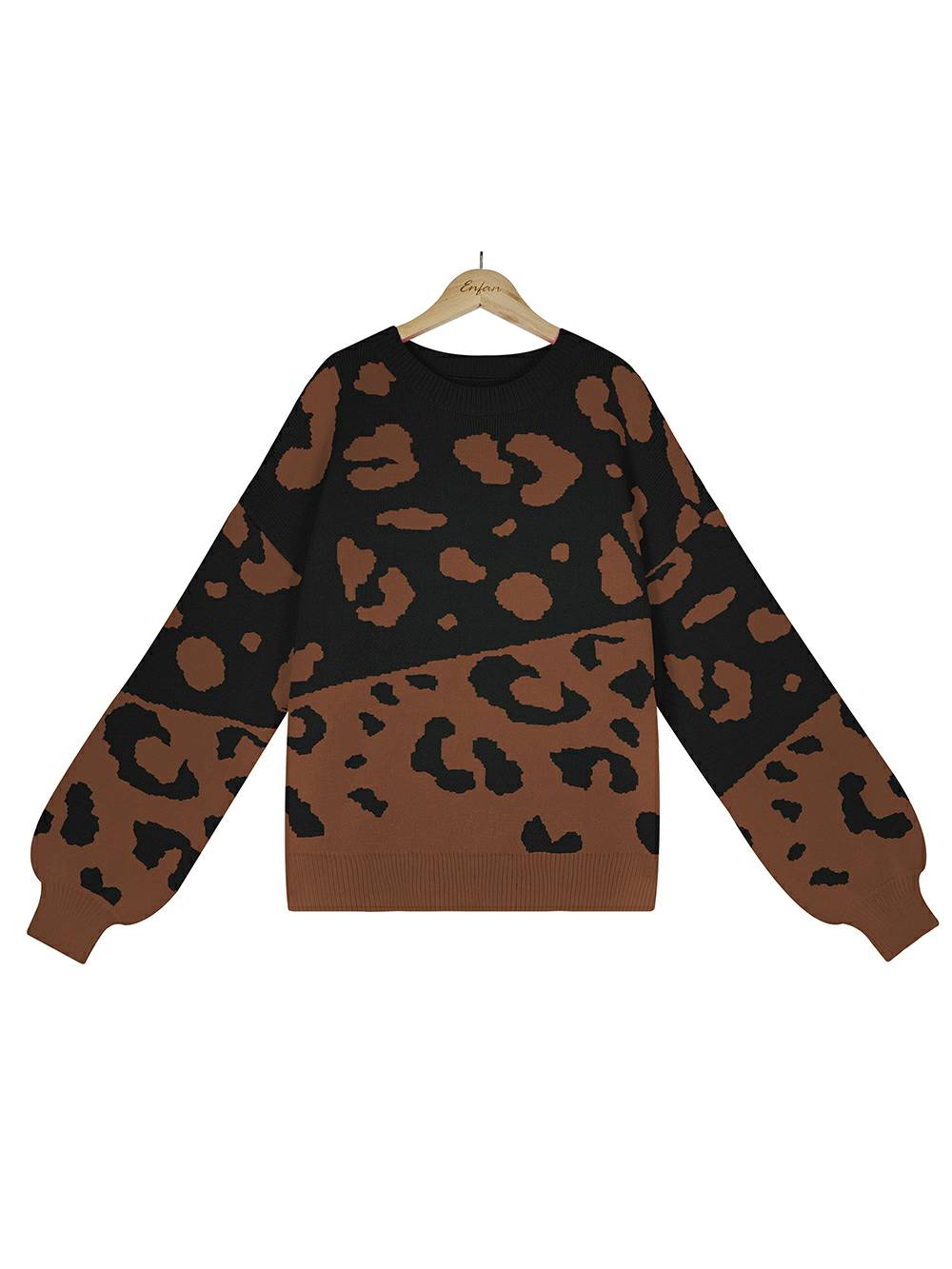 Leopard Round Neck Knit Sweater