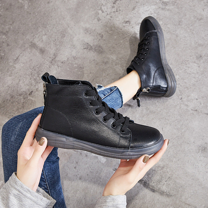 Genuine High Top White Flat Back Boots