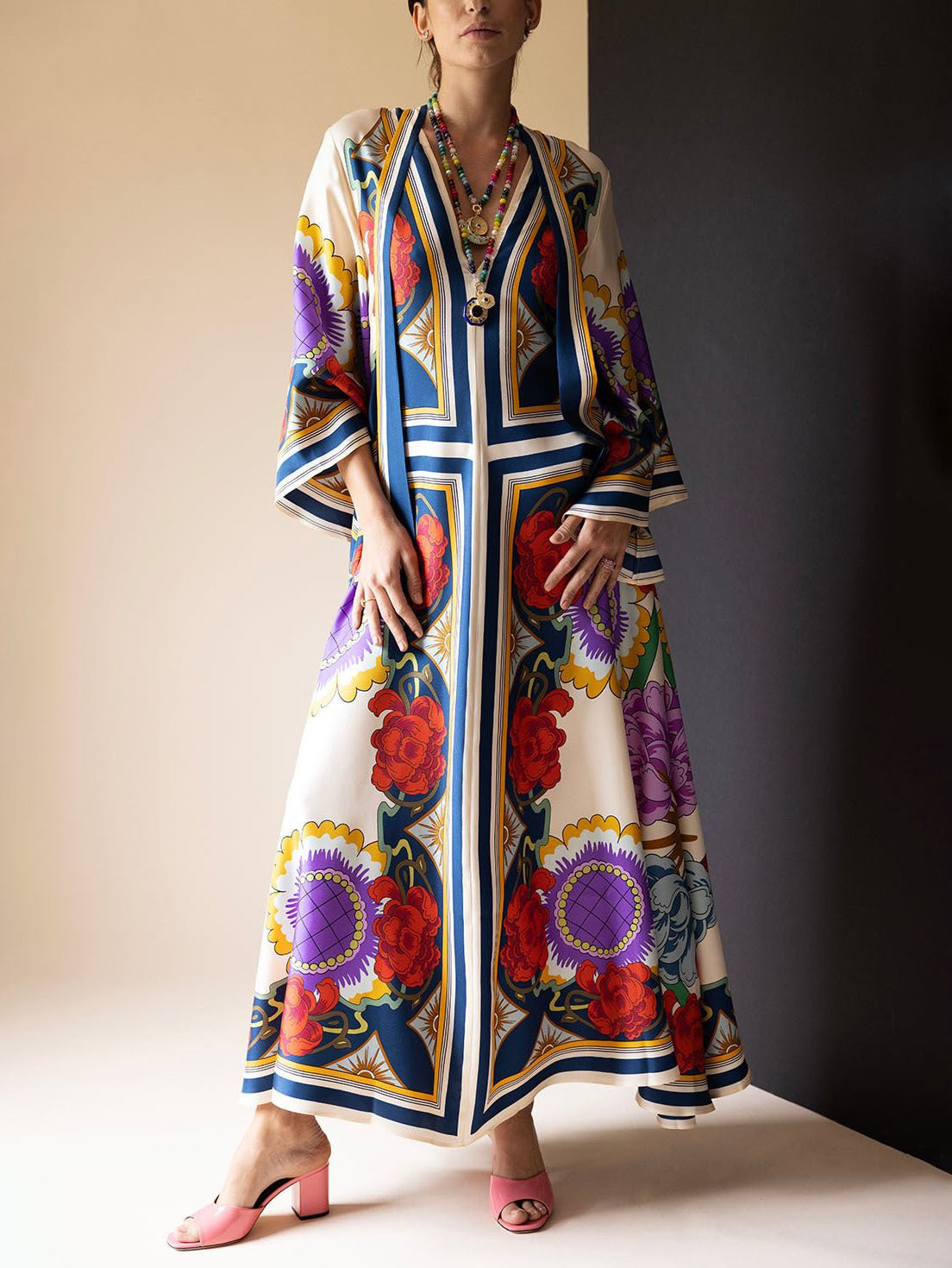 Unique Print Flowing Maxi Dress