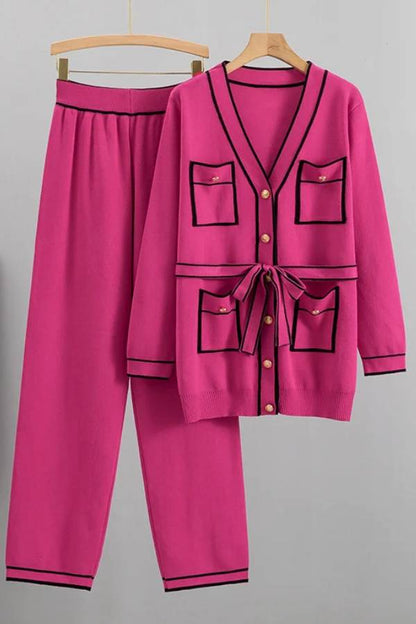 Color Contrast Two-piece Sweater Suit