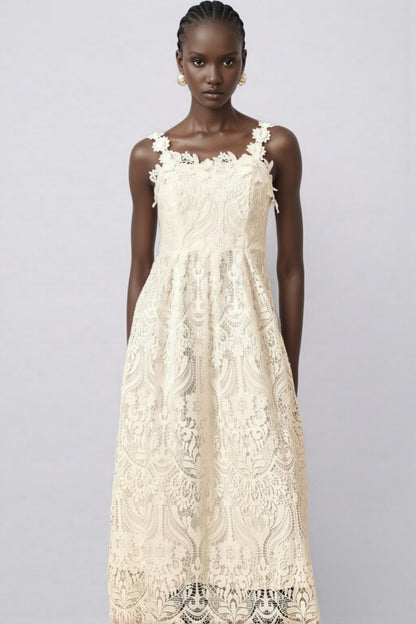Harlin White Lace Maxi Dress