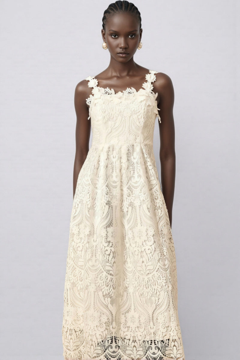 Harlin White Lace Maxi Dress