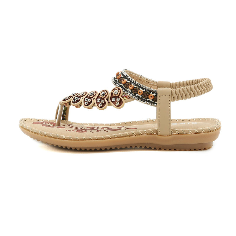 Beige Heart Trimed Slide Flat Sandals - Siketu