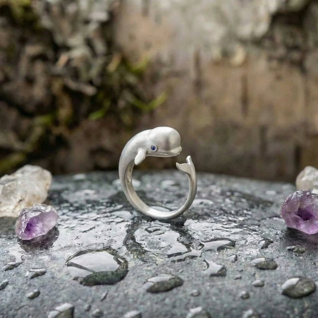 Elegant Silver Whale Ring